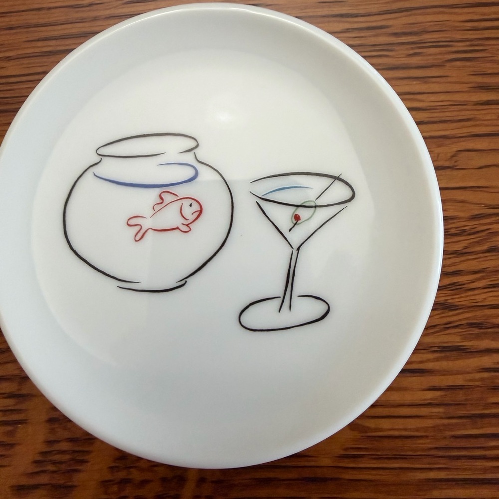 Pottery Barn White Ceramic Cocktail Plates with Whimsical Designs - Picture 4 of 6